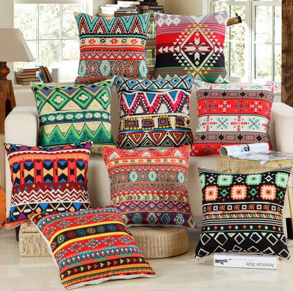 Retro Vintage Printed Pillow Case Covers 45 45cm Hand Crafted Native - Native American Furniture Covers Retro Vintage Printed Pillow Case Covers 45 45cm Hand Crafted Native - Native American Furniture Covers