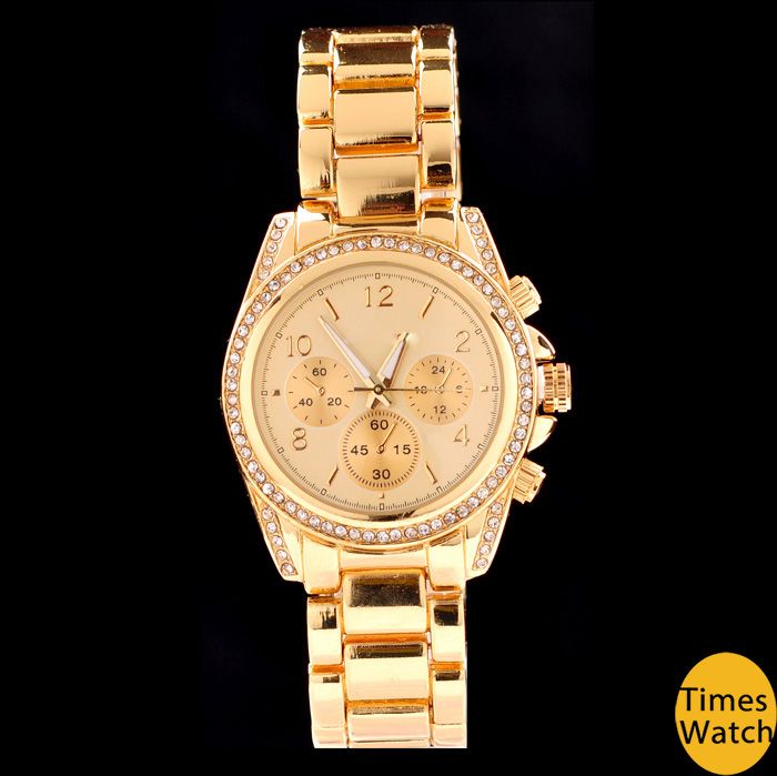 Stainless Steel Diamond Gold Japan Move Quartz Men Women Wrist Couples