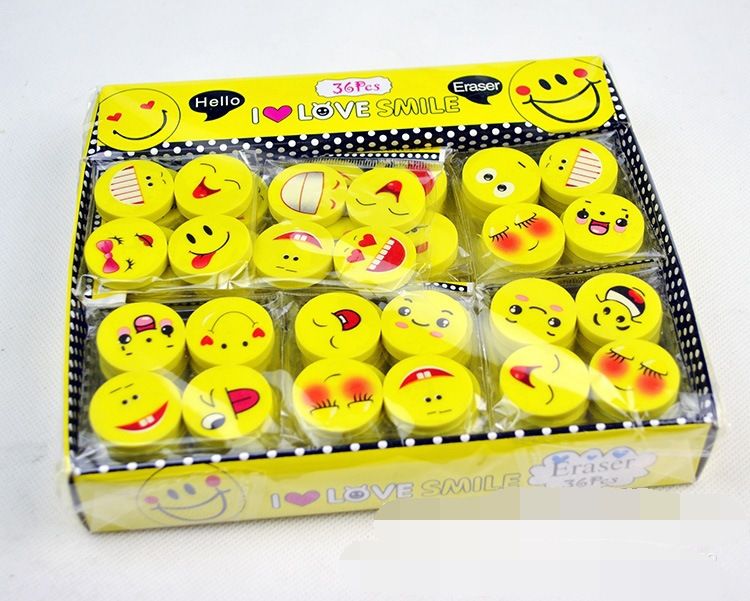 Lovely Smiling Face Emoji Eraser Cute Rubber Correction Pencil Erasers