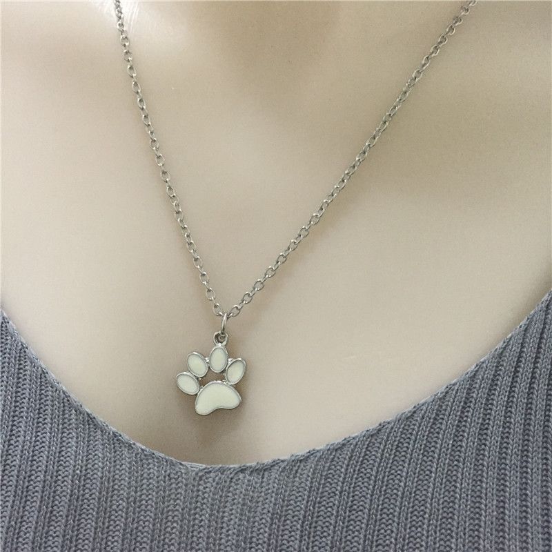 silver dog paw necklace