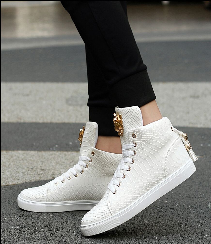 2018 New High Help Shoes Men S Shoes Metal Decorate Tide Lovers