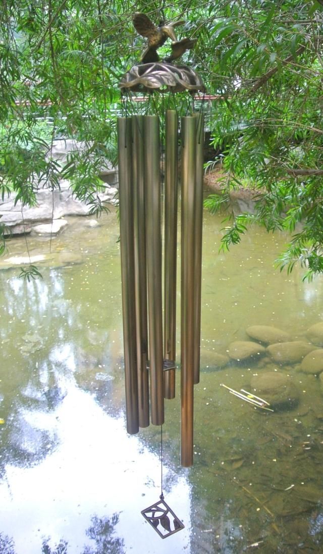 Sounding Flying Bird Pure Brass Windchime With 6 Tubes Metal Hanging