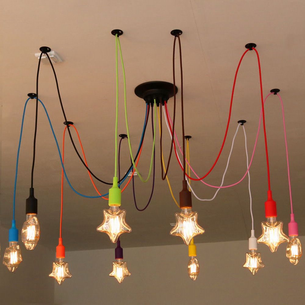 Diy Colourful Spider Chandelier Lamp Lights Led Retro Diy Colourful Spider Chandelier Lamp Lights Led Retro Lighting Ac110 240v Custom Made Big Chandeliers Bedroom Dining Room For Bedrooms