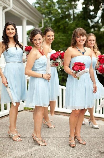 dusty light blue bridesmaid dresses