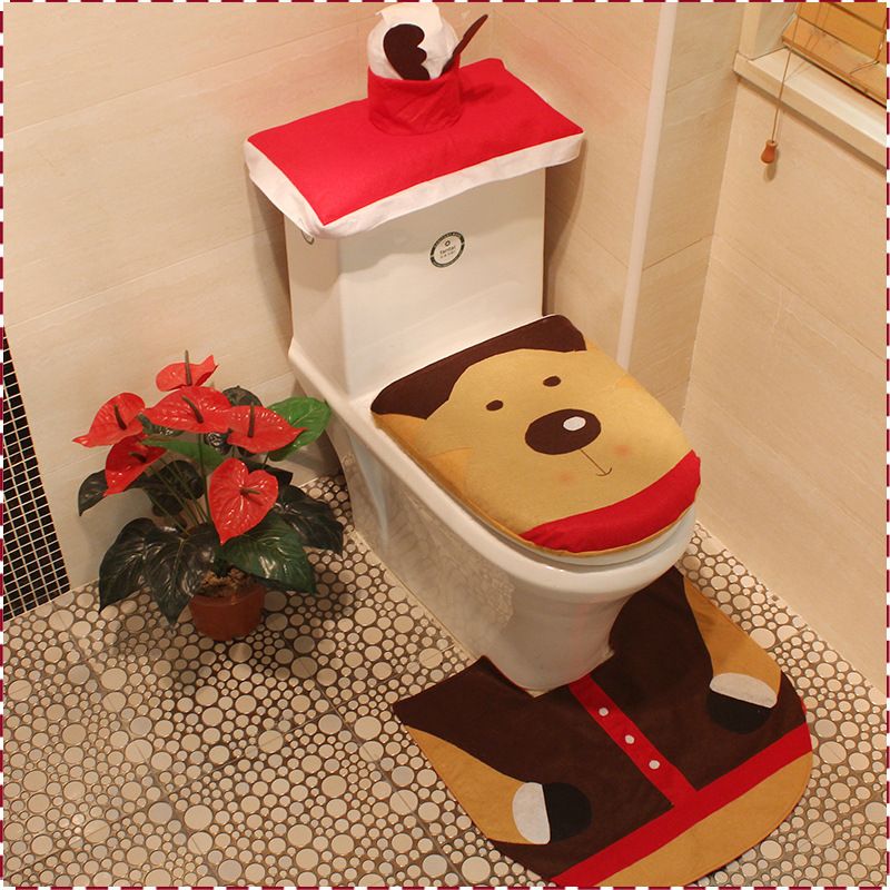 Wholesale Christmas Santa Claus Bathroom Toilet Seats Cover Decorations For Home Ornament America