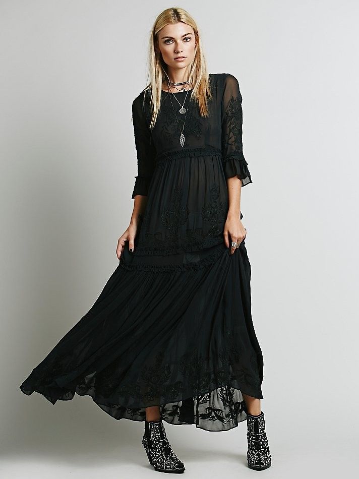black bohemian dresses