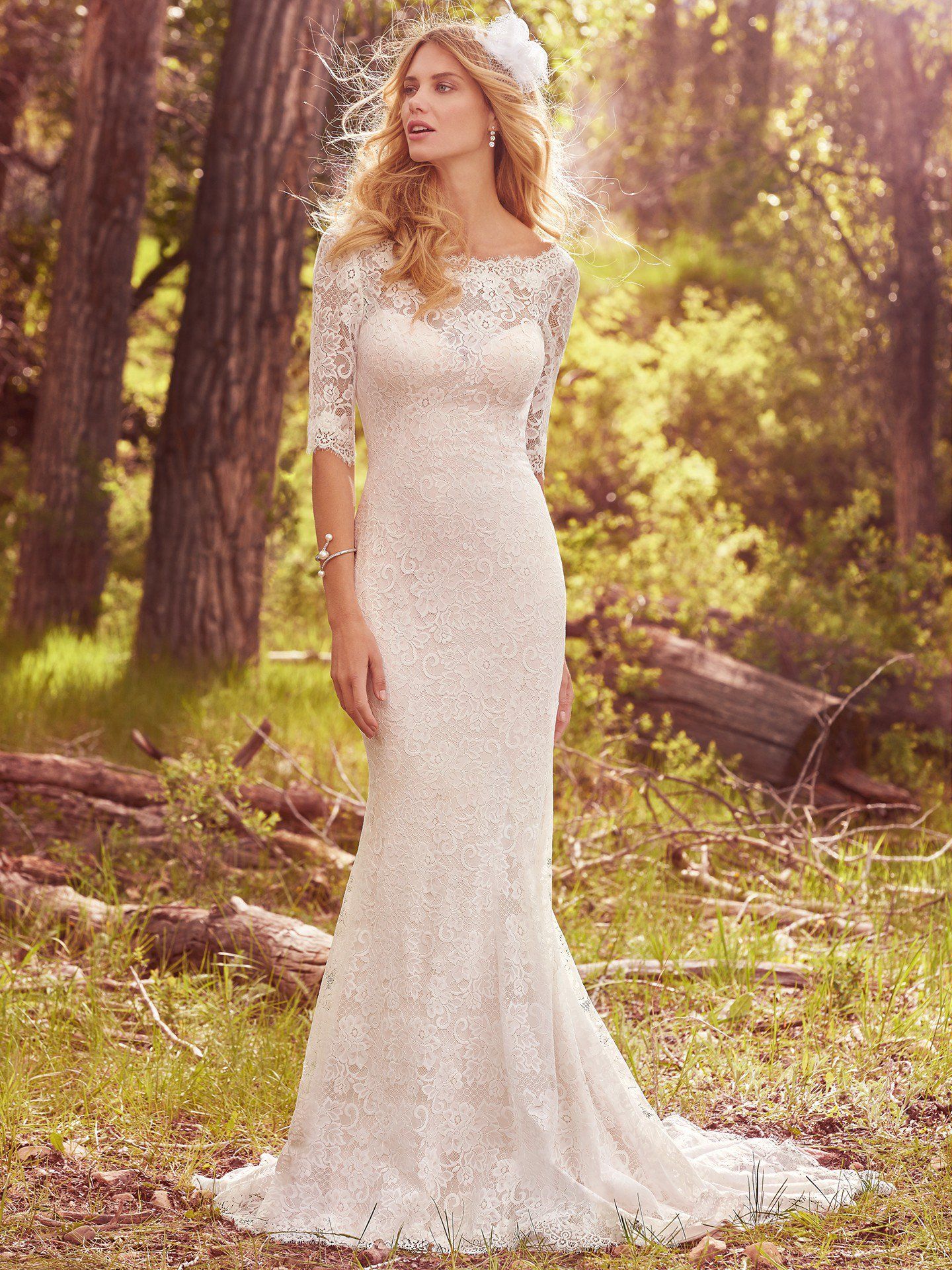 Vestidos De Novia Lace Country Wedding Dress With 3/4 Sleeves Vintage