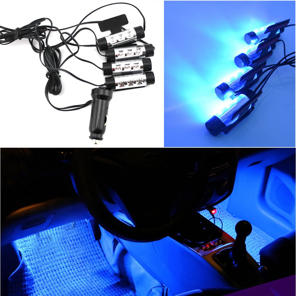 4 X 3 Leds Car Interior Lighting Atmosphere LED Strip Light, Decoration