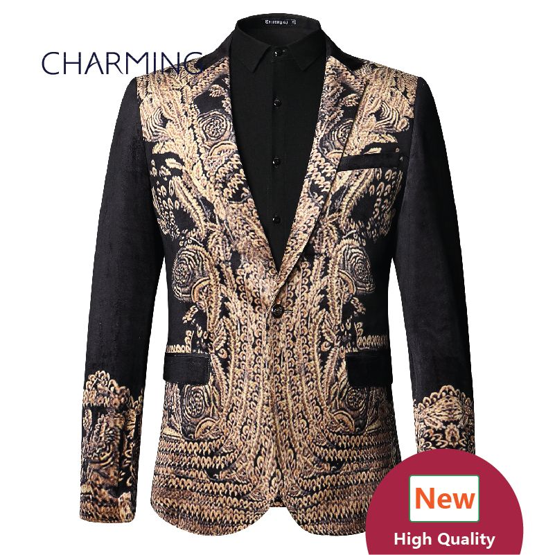 Designer Suits For Men Top 3d Printing High Quality Velvet Fabric