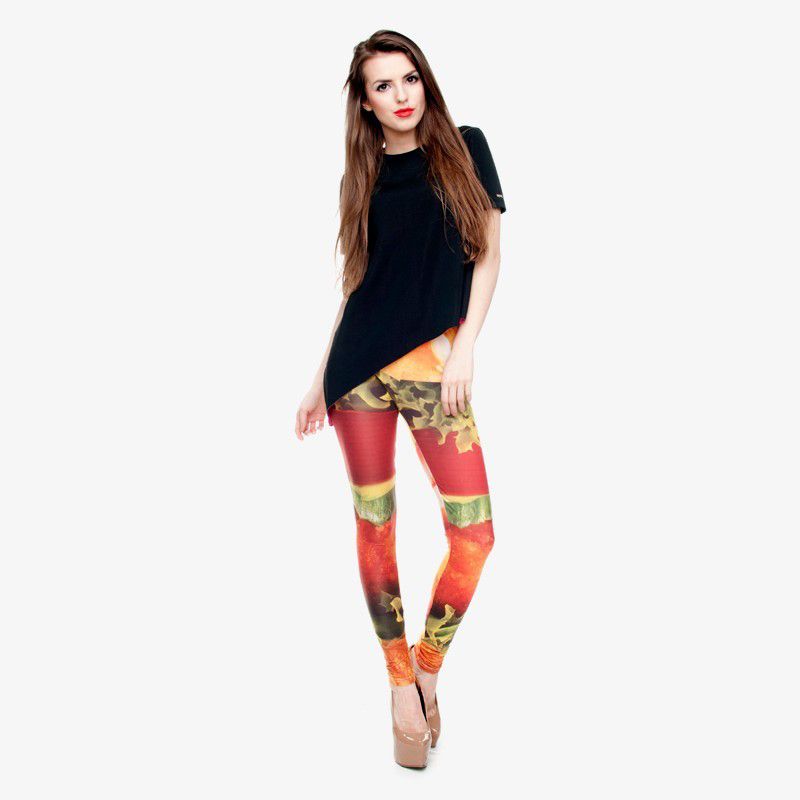 Girl Hamburger 3D Graphic Print Skinny Stretchy Pants Yoga Soft Leggings