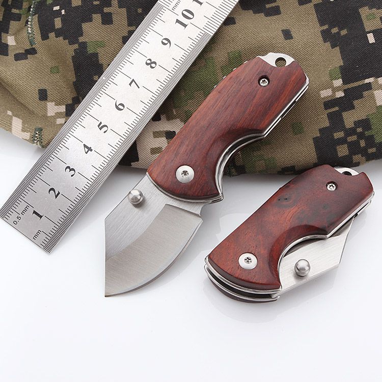 K8077 MINI Folding Knife With Red Sandalwood Handle Small Pocket Knife