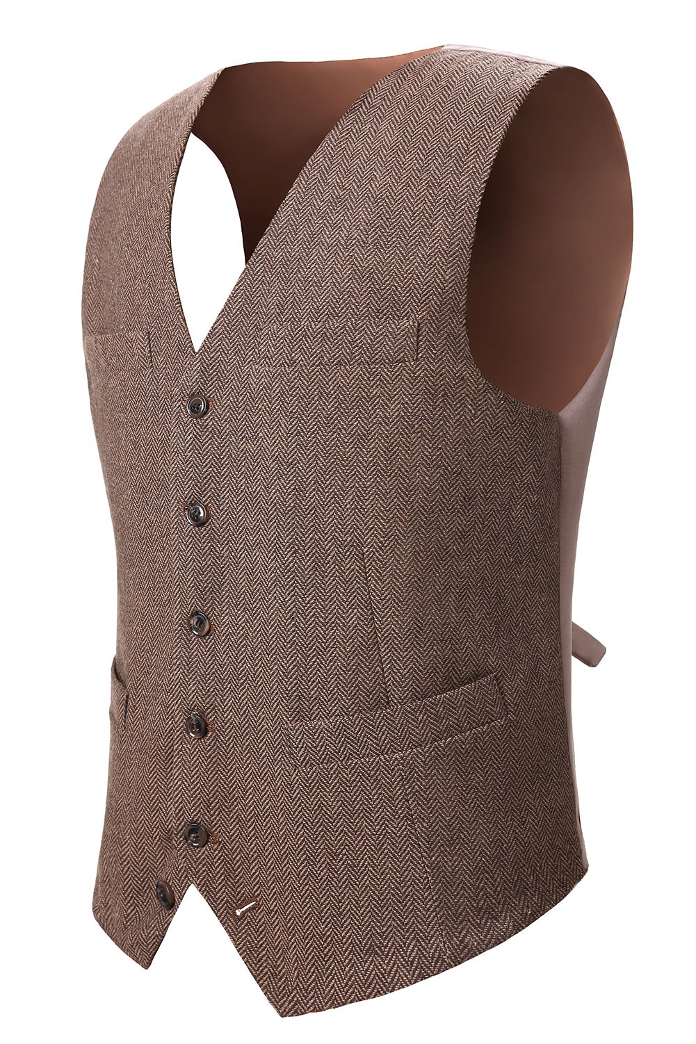 2020 Brown Groom Vests Wedding Groomsmen Outfit Slim Fit Mens Suit Vest