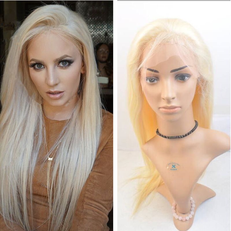 Pure Color Wig #16 Straight Human Hair Wigs With Baby Hair Blonde ...