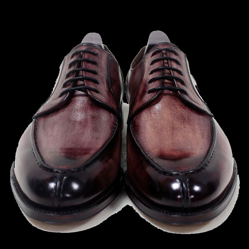 남자 드레스 신발 옥스포드 신발 사용자 지정 손수 신발 라운드 발가락 더비 정품 송아지 가죽 색 안뜰 자줏빛 붉은 HD-N184