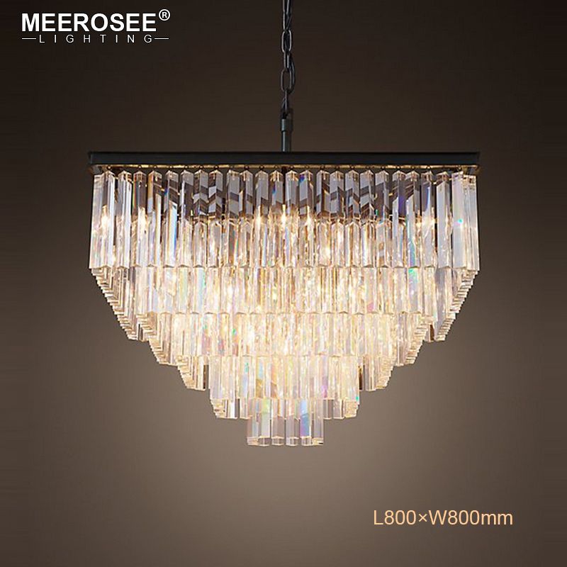 Modern Square Crystal Pendant Light Fixture Clear Suspension Modern Square Crystal Pendant Light Fixture Clear Suspension Lamp Good K9 Drop Lamparas For Living Room Hotel Kitchen Island