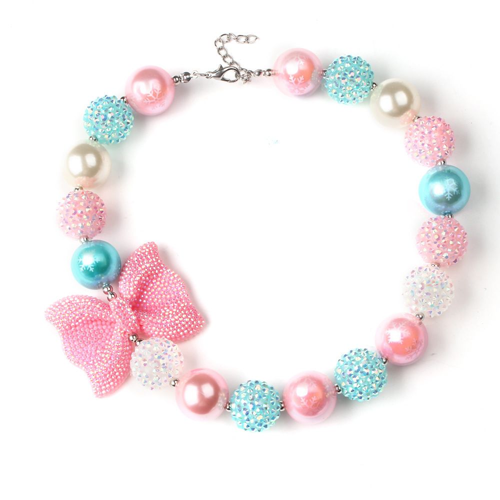 Baby Fashion Pearl Necklace With Bow Kids Jewelry Chunky ...