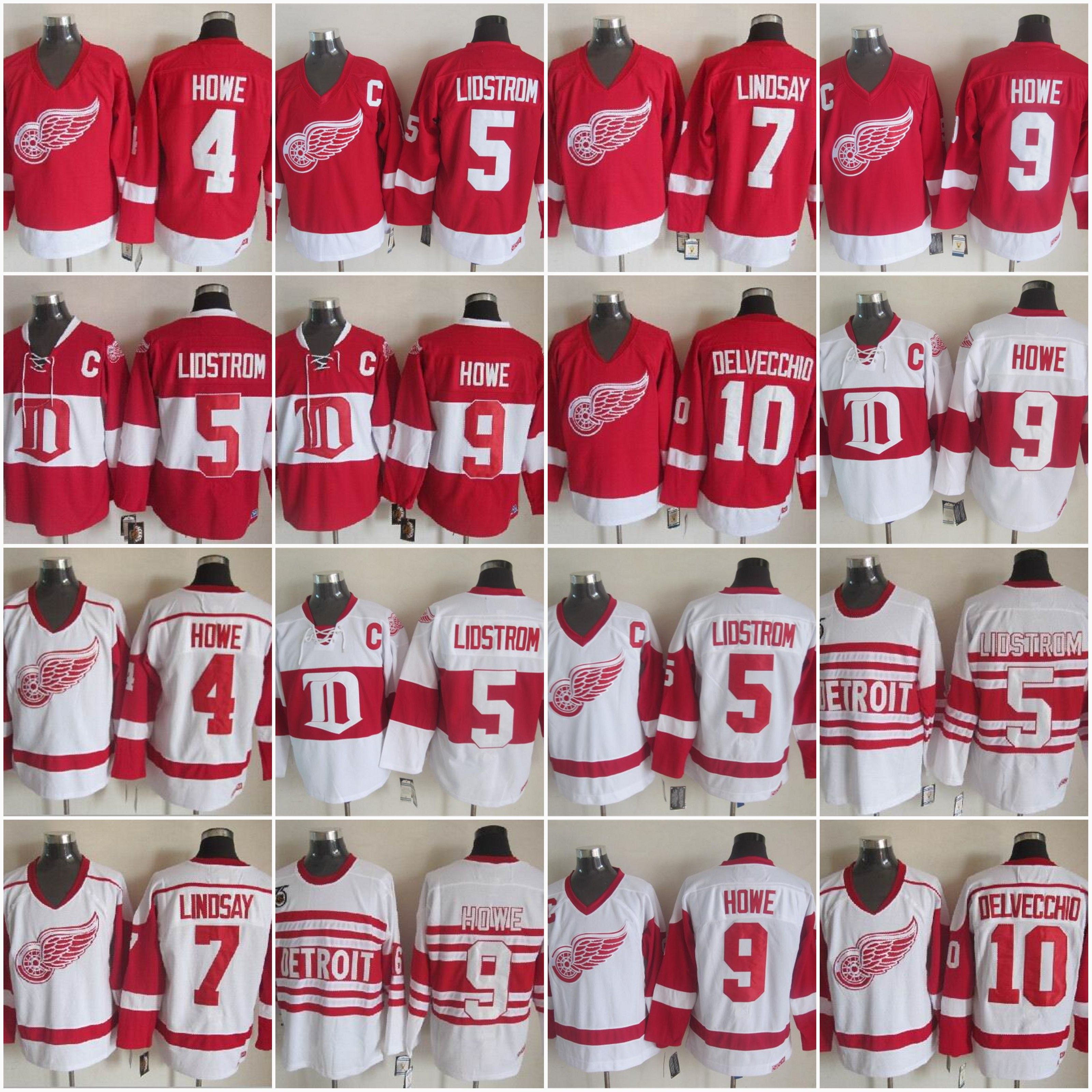 2019 Detroit Red Wings Jerseys 4 Gordie Howe 5 Nicklas Lidstrom 7 Ted Lindsay 9 Gordie Howe 10