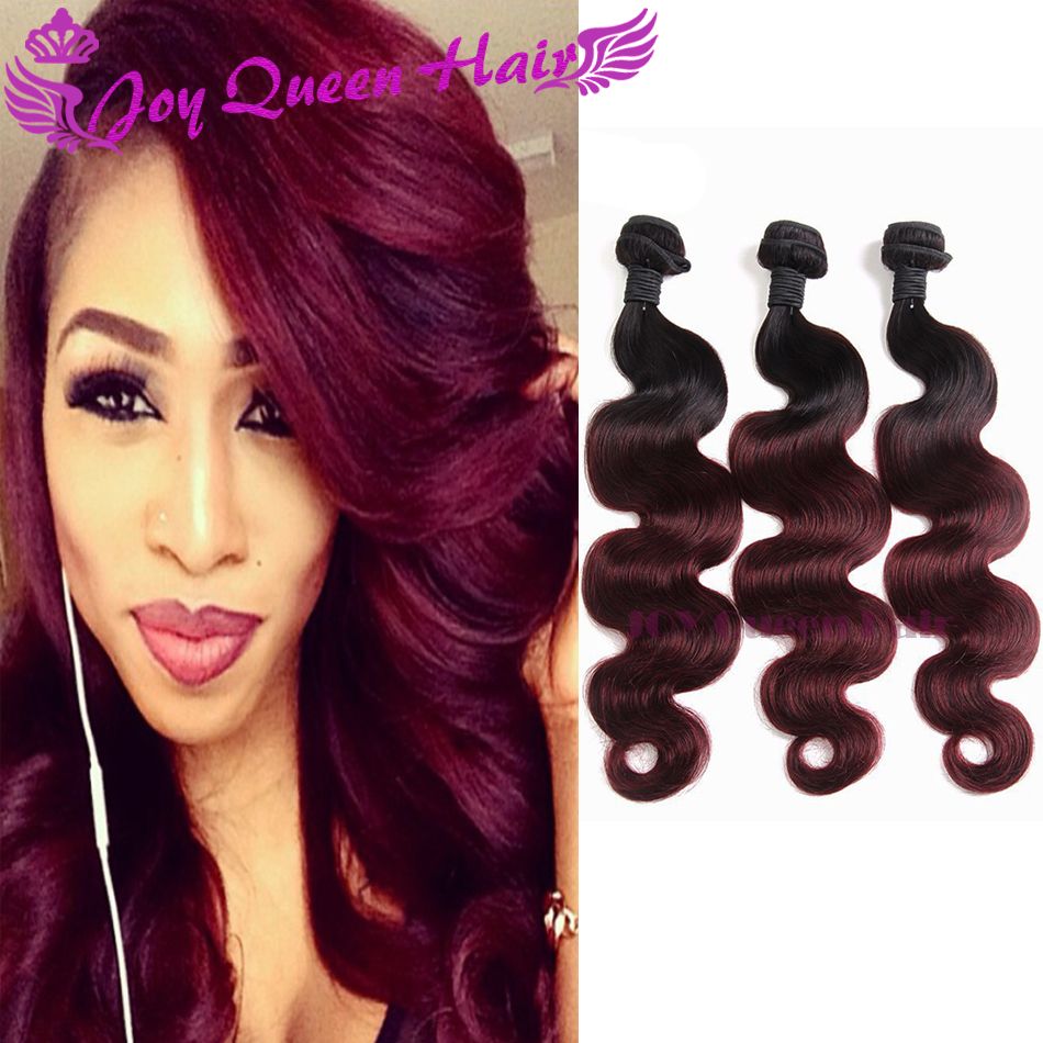 Ombre Weave Hair Bundle Two Tone Color 1b 99j Burgundy Wine Red