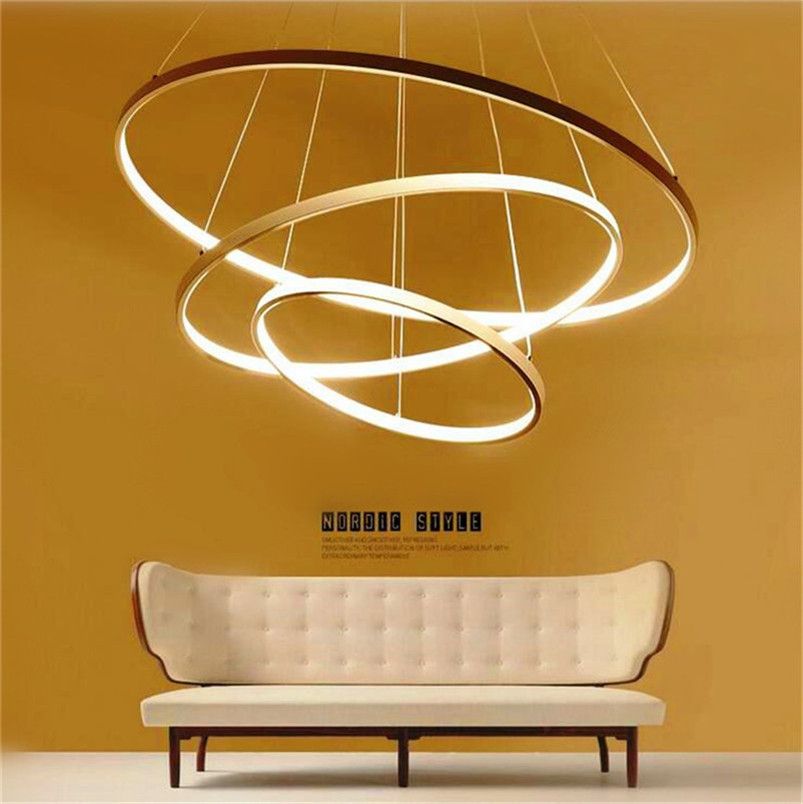 Modern Circular Ring Pendant Lights 3 2 1 Circle Rings Acrylic Modern Circular Ring Pendant Lights 3 2 1 Circle Rings Acrylic Aluminum Led Lighting Ceiling Lamp Fixtures For Living Room Dining Double