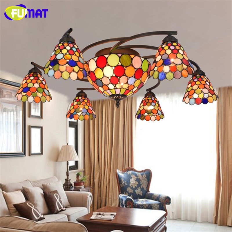 2018 Fumat Colour Stained Glass Ceiling Lamp Artistic Lights For 2018 Fumat Colour Stained Glass Ceiling Lamp Artistic Lights For Living Room Hande Made Art Light From Soon 537 69 Dhgate Com