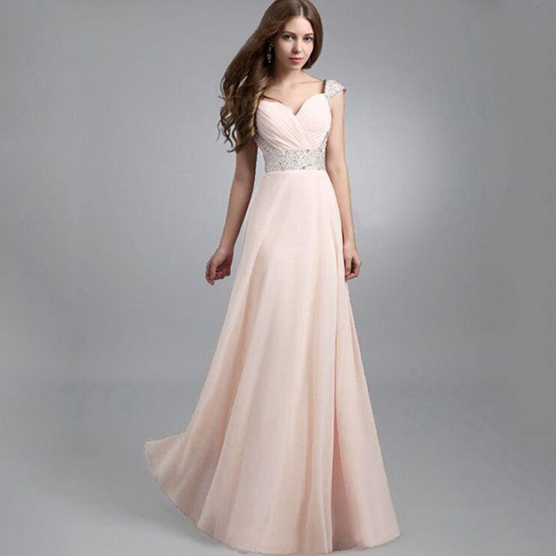 Summer Party Dresses Sales Maxi Dress The Elegant Splicing Bead Piece Chiffon Party Evening