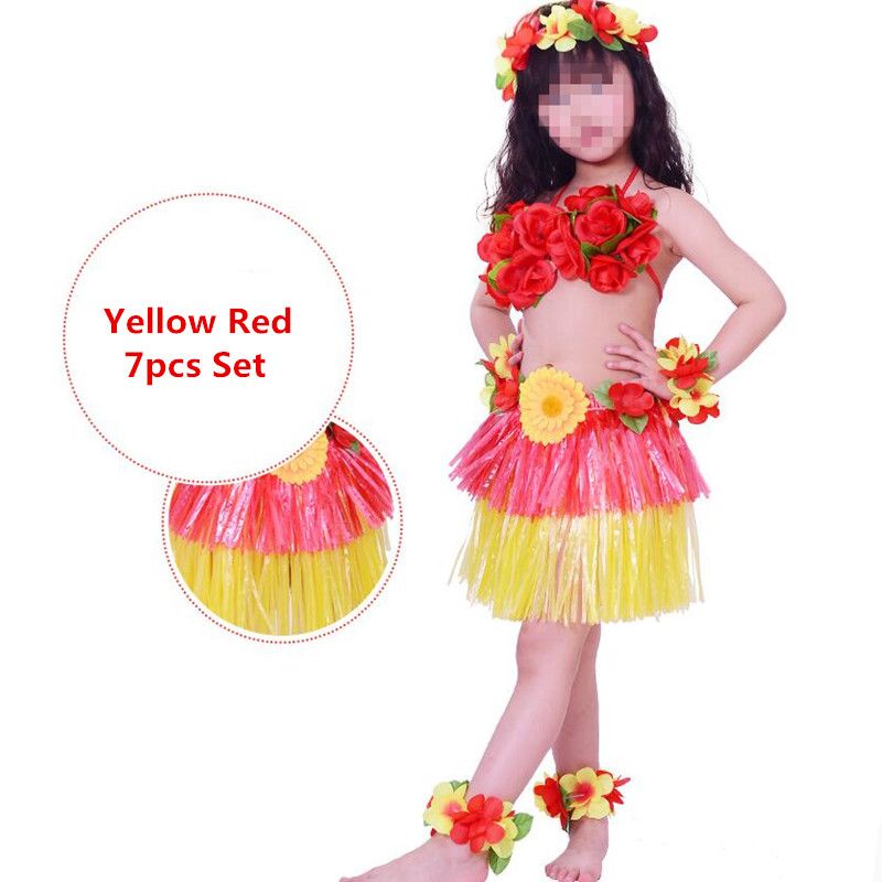 40cm Hula Skirts Lei Headband Flower Garland Wristbands Fancy Dress