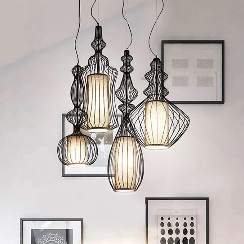 Led Modern Pendant Lamps Big Nobles Hanging Lights Fixture White Black Bird Cage Restaurant Cafes Pub Home Indoor Lighting Droplight