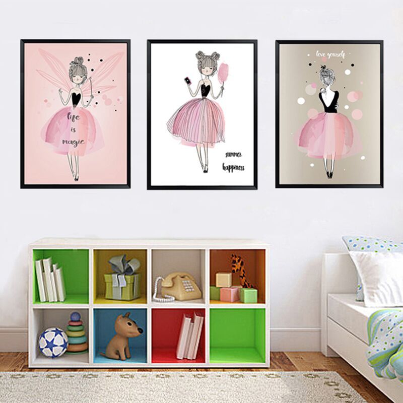 2019 Kawaii Wall Poster For Girls Room Watercolor Portrait ...