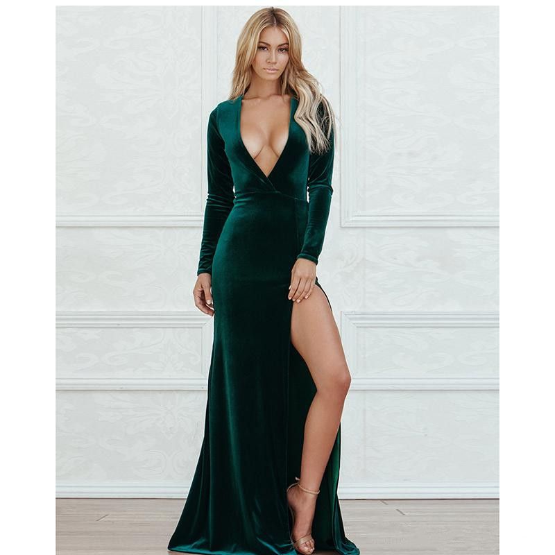 Dark green long sleeve shift dress m