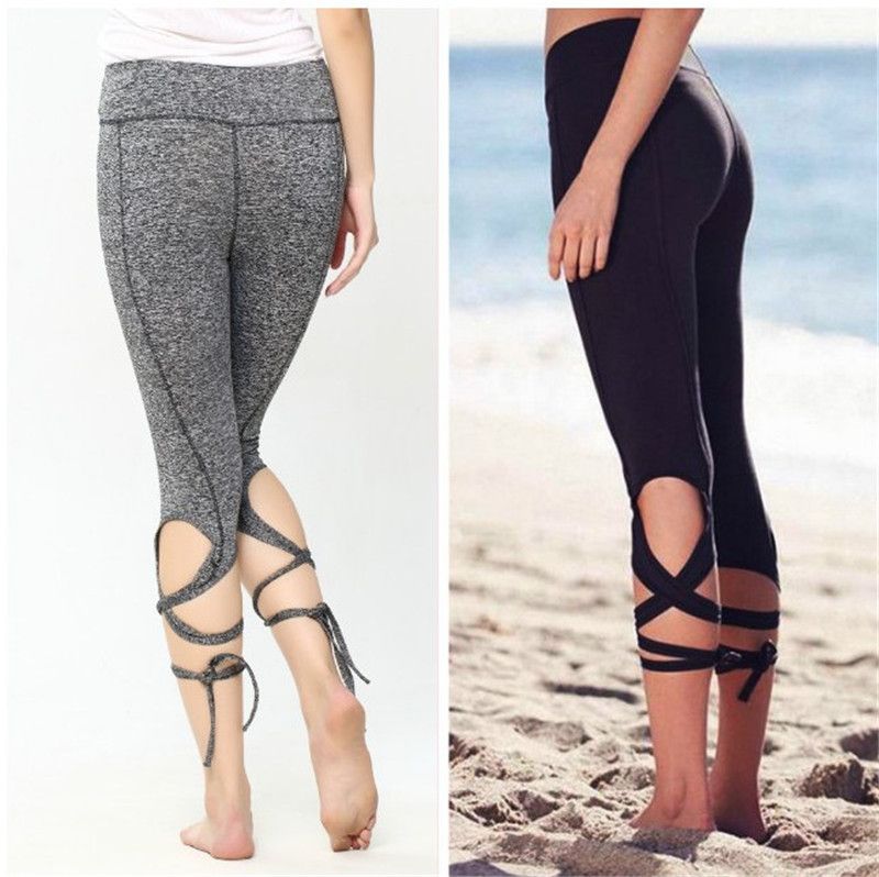 2020 Fashion Women Leggings Sexy Winding Lace Up Sport Yoga Leggings Fitness Pants Gym Legging