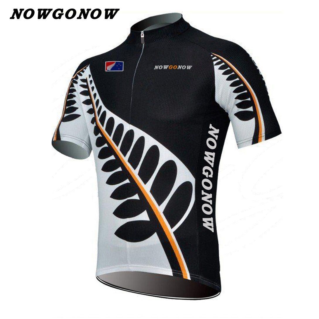 Wholesale Men 2017 Cycling Jersey White Black Pro Team New Zealand Flag Clothing Bike Wear