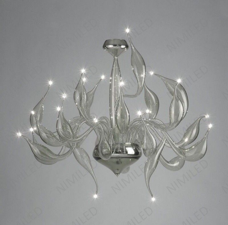 18- 조명 투명한 회색 백조 유리 샹 들리 펜 던 트 램프 + 3 빛 투명한 회색 백조 유리 벽 램프