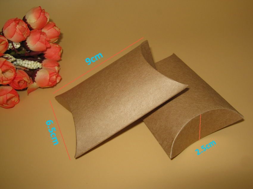 Wholesale Kraft Pillow Box 9x6 5x2 4cm Jewelry Kraft Paper Gift