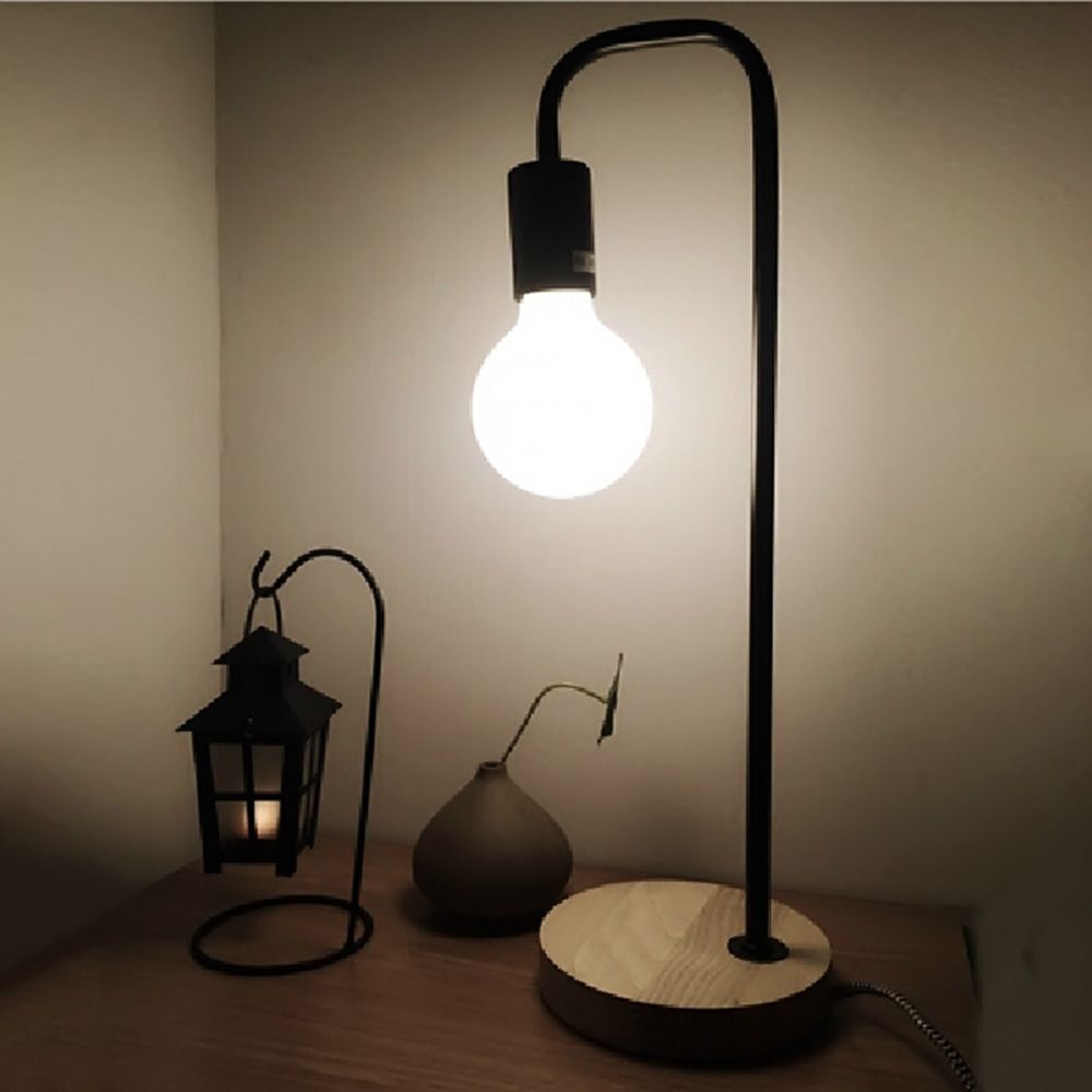 Modern Wooden Wrought Iron Desk Lamp Simple Beautiful Creative Modern Wooden Wrought Iron Desk Lamp Simple Beautiful Creative Dormitory Edison Table Lamps For Study Room Bedroom Portable Lanterns Outdoor Candle
