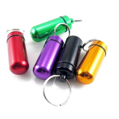 /Étui /à pilule portable pour compartiment porte-cl/és /étanche pour porte-cl/és Capsule en aluminium imperm/éable pour porte-pilule en alliage daluminium /à compartiments pour porte-cl/és