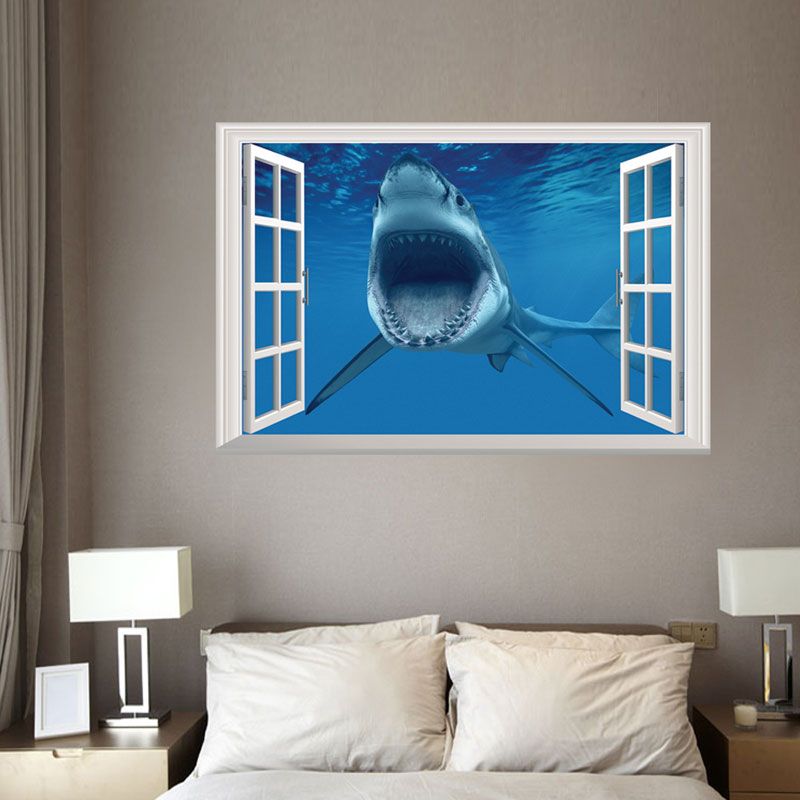 Underwater Blue Ocean Dolphin Wall Art Sticker Kids Bedroom