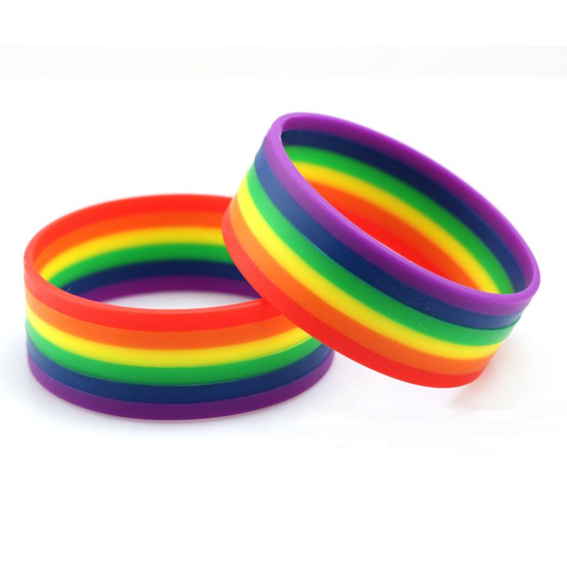 2017 New Fashion Silicone Rainbow Pride Bracelet Cute Rubber Gay ...