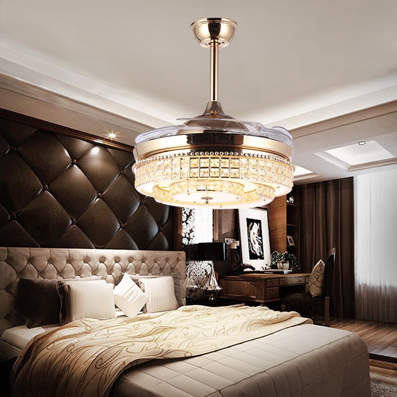 2018 Change Color Ceiling Fan Famp Fining Room European Style K9 2018 Change Color Ceiling Fan Famp Fining Room European Style K9 Crystal With Electric Chandelier Modern Home Bedroom Study Invisible 85 265v From