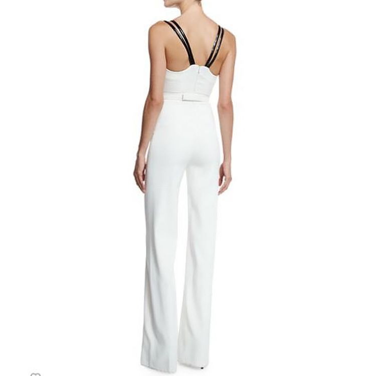 white suspender jumpsuit