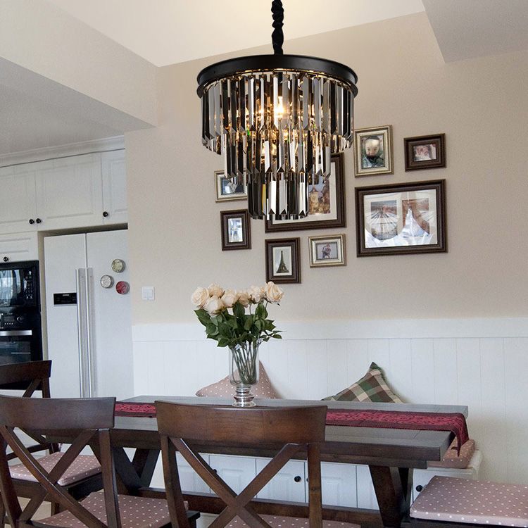 American Black Iron Art Crystal Chandeliers White Chandelier Vintage American Black Iron Art Crystal Chandeliers White Chandelier Vintage Bedroom Lamp Smoke Gray Brushed Nickel