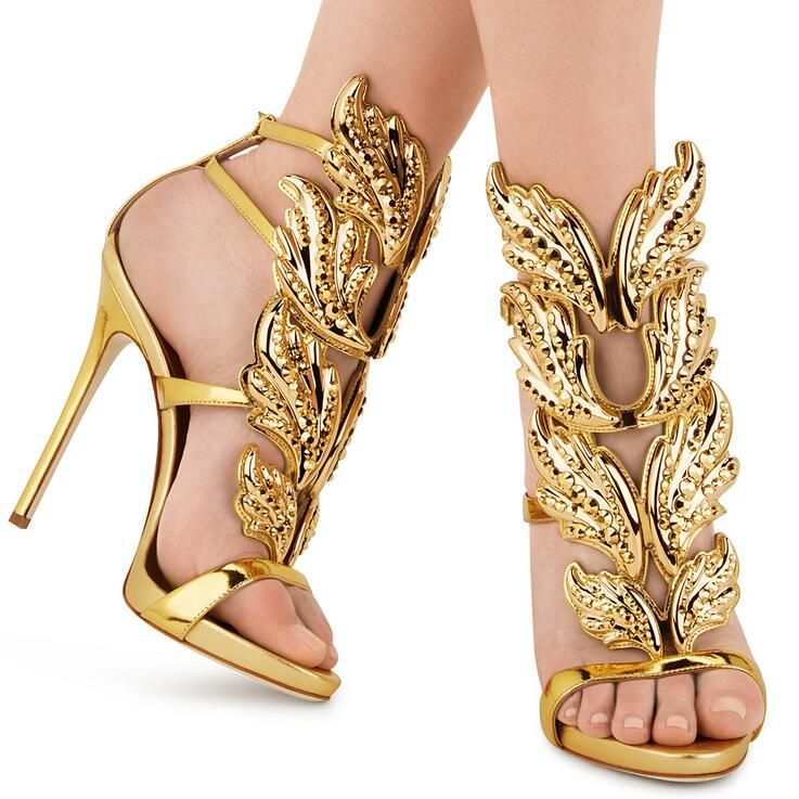 crystal gold shoes