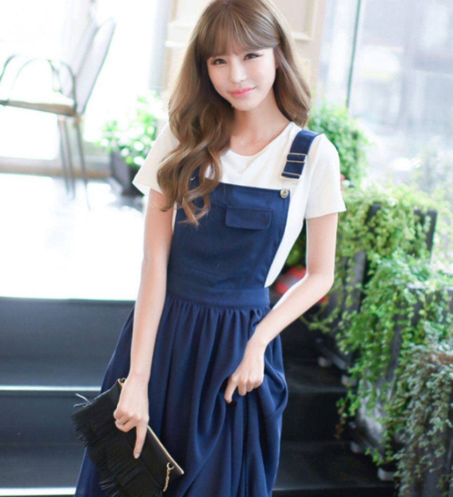 Compra Mujeres Dama Niñas Coreano Moda Casual Summer Blue Straps Summer  Gasa Vestido Largo Faldas Ropa 3318 Barato | Entrega Rápida Y Calidad |  Es.Dhgate