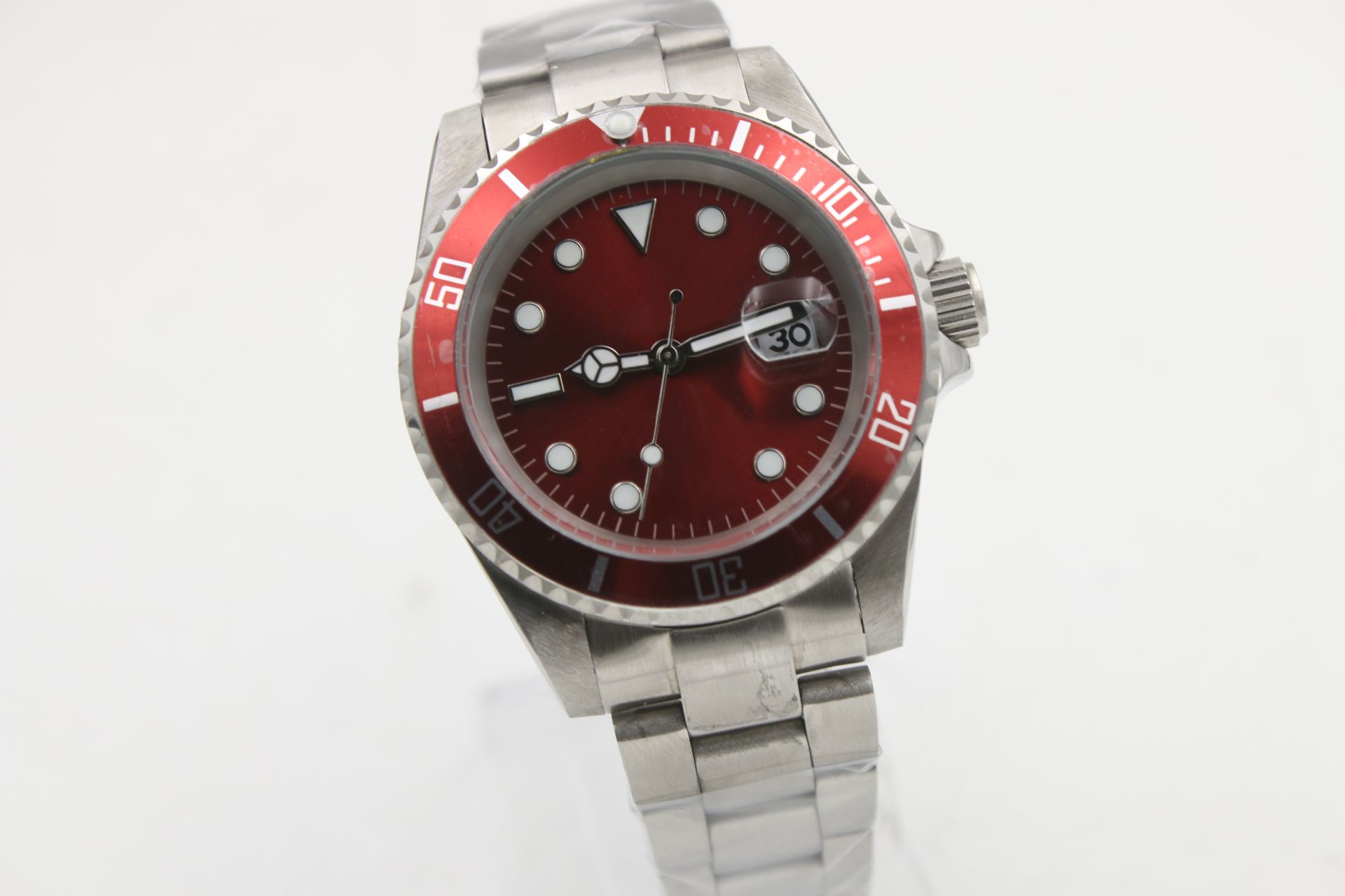 Luxury Brand Limited Red Dial Silver Stainless Belt Whatches