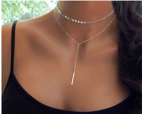 silver choker chain necklace