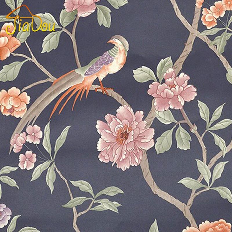 bird tree flower southeast asia 3d vinyl wallpaper papel de parede flower paper wallpaper