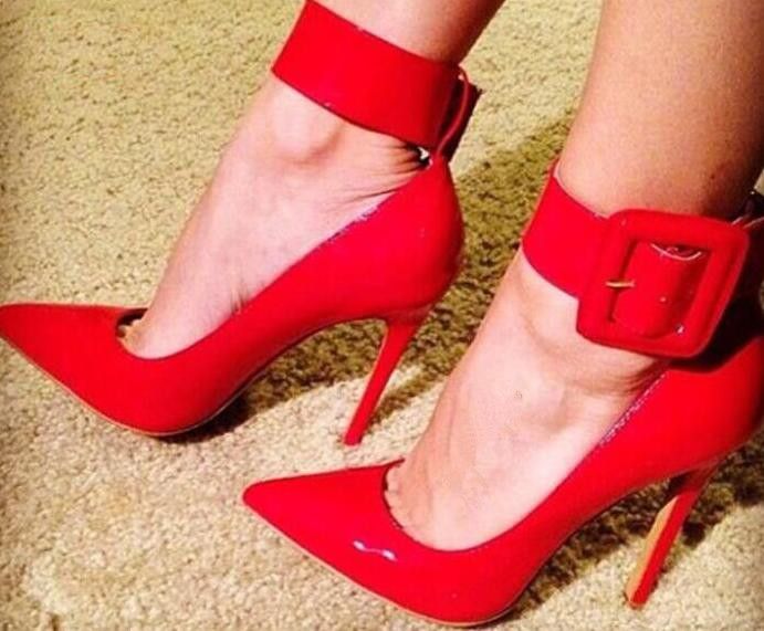neon red heels
