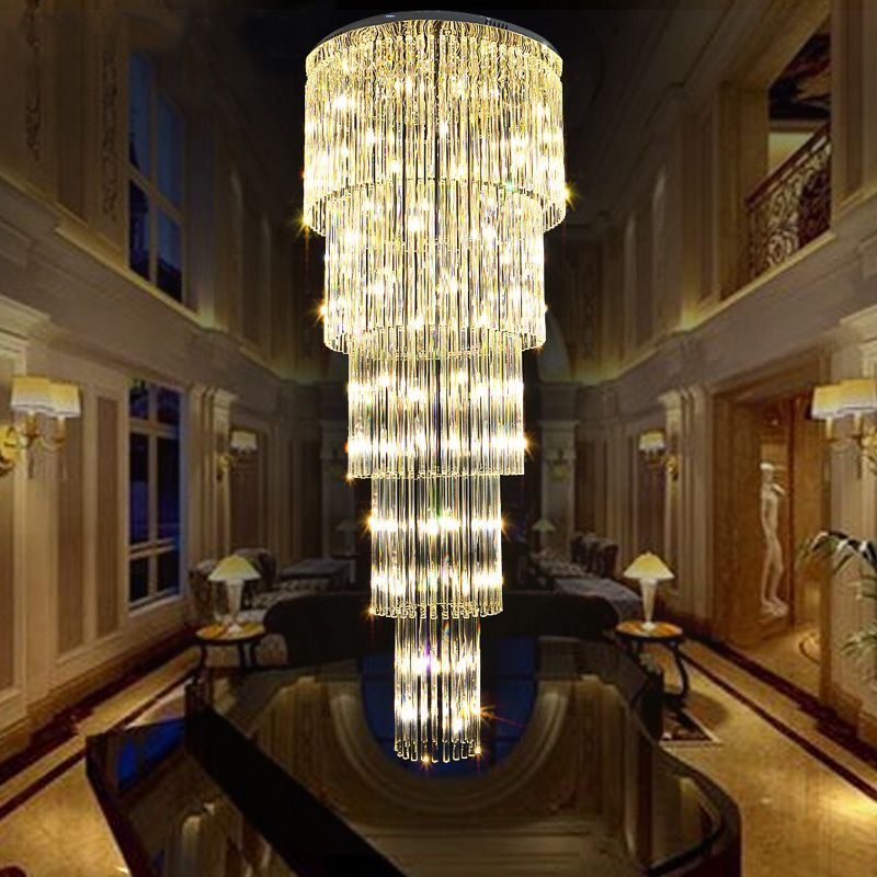 Crystal Chandeliers Lighting Fixture Led Modern Chandelier Hotel Crystal Chandeliers Lighting Fixture Led Modern Chandelier Hotel Cafes Pub Home Indoor Luxury Long Droplights D50cm 80cm Pink