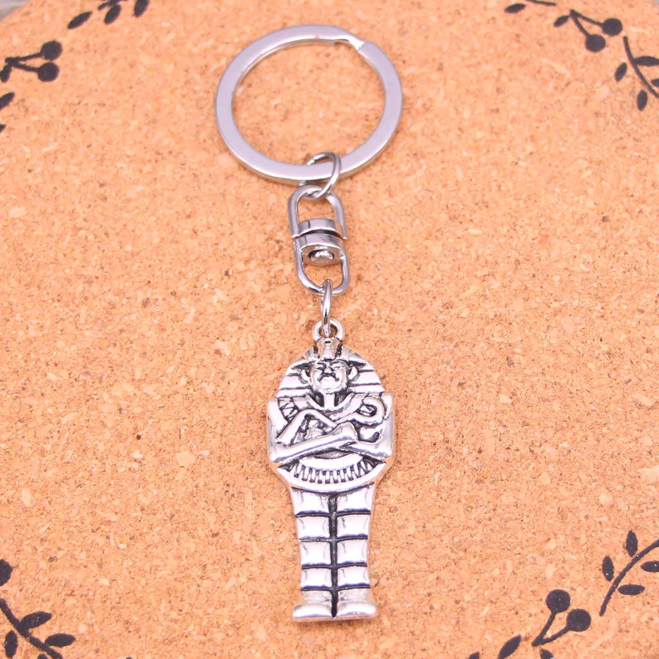 New Fashion Egyptian Mummy Sarcophagus Keychains Antique Silver Plated