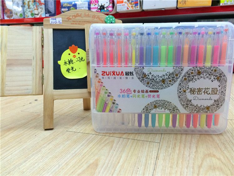 2017 Prettybaby Neon Water Chalk Gel Pens Diamond For Secret Garden Coloring Book Flash Fluorescent Pen Fine Drawing From Viola