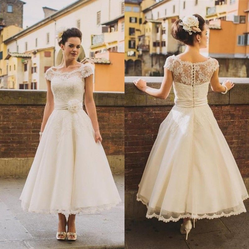 compre vestidos de novia de la vendimia del tobillo de la vendimia
